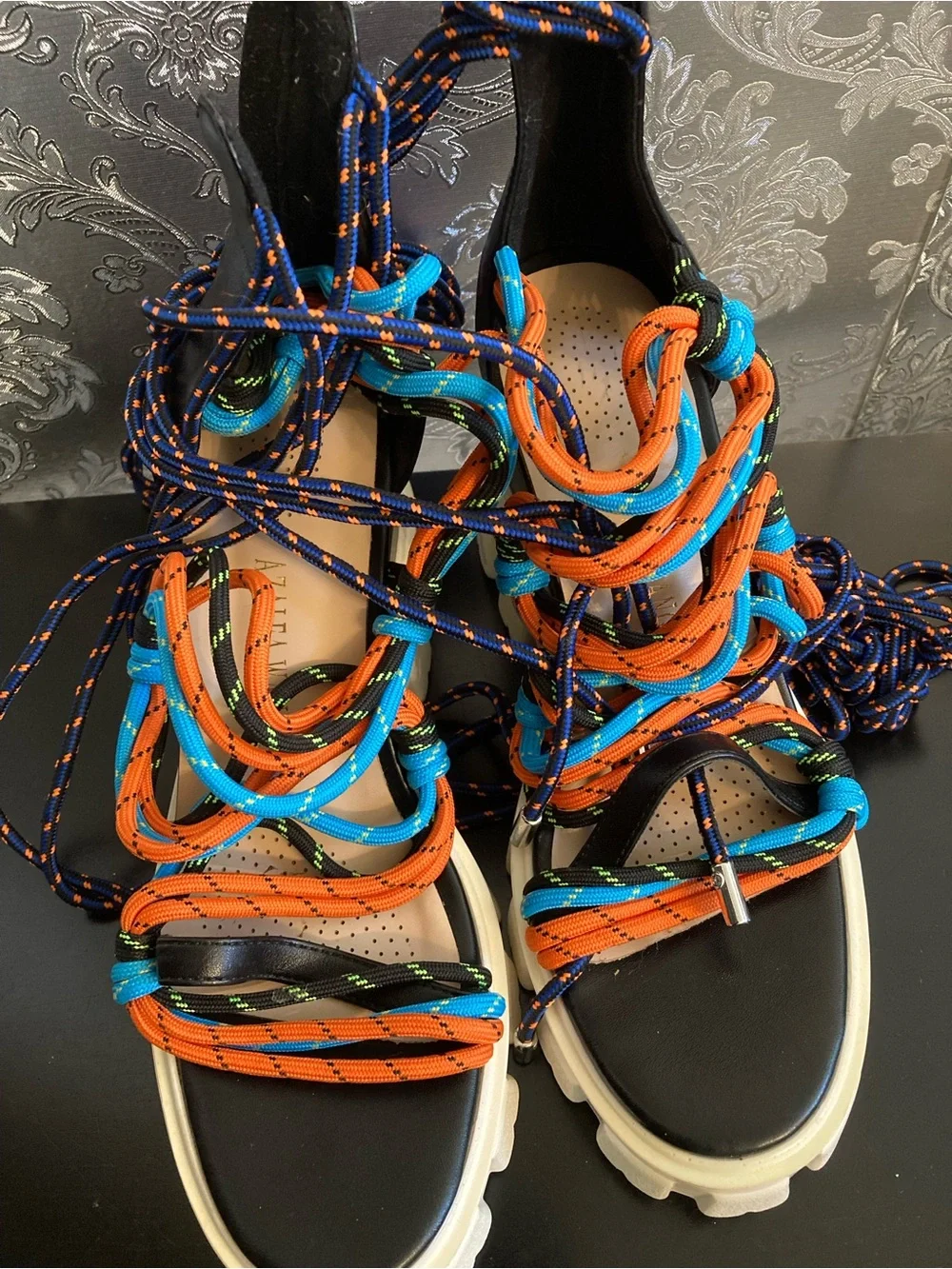 Multicolor Rope Wrap Platform Sandals - Women